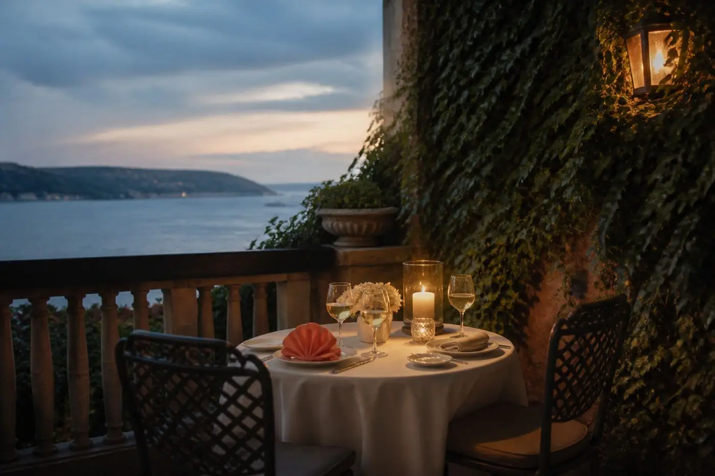 Anniversary dinner on a terrace