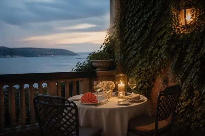 Anniversary dinner on a terrace